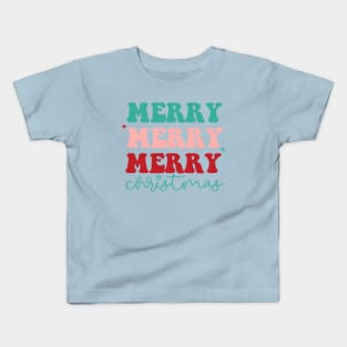 Cute Girly Merry Christmas Kids T-Shirt